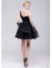 One Shoulder Black Lace Tulle Amazing Bridesmaid Dress